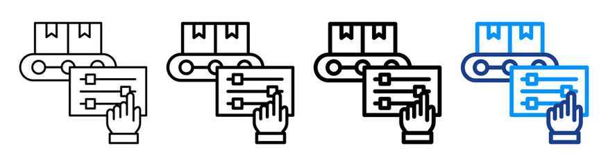 Production Control Icon Different Style Outline Collection Set