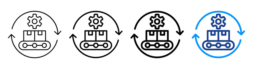 Production Management Icon Different Style Outline Collection Set