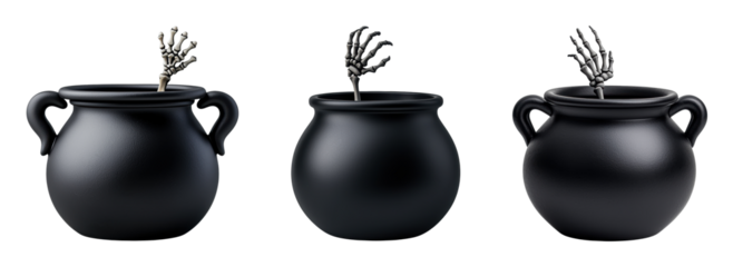 Spooky cauldrons with skeleton hands for Halloween decor