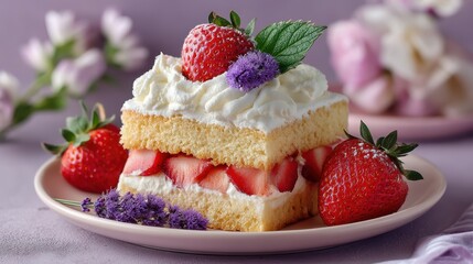 Strawberry Shortcake Dessert - Whipped Cream, Berries, Cake