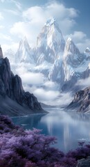 Naklejka premium Sparkling Crystal Mountains at Golden Sunrise