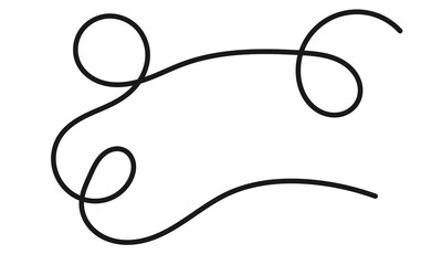 Black decorative swirl line ornament for border, divider, calligraphy, wedding invitation, vintage frame and elegant design element