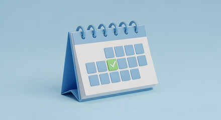3D Rendering Calendar with Check Mark