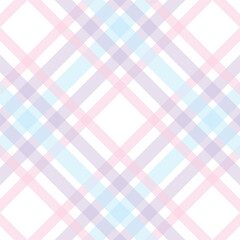 A seamless pastel plaid pattern featuring soft  and lavender intersecting stripes with  accents, perfect for fabric design, wallpapers, and digital backgrounds.
