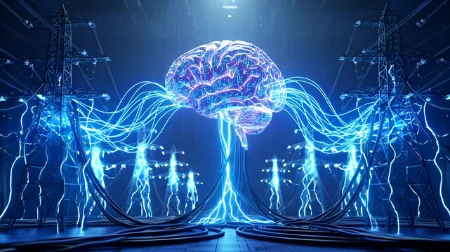 Futuristic Brain Connected to Power Grid: Exploring Artificial Intelligence and Energy