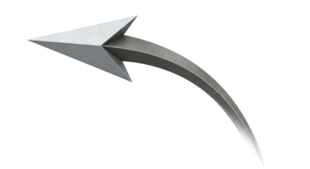 Isolated Metallic Arrow Pointing Upward