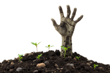 Zombie Hand Emerging from the Ground A Halloween Horror Concept