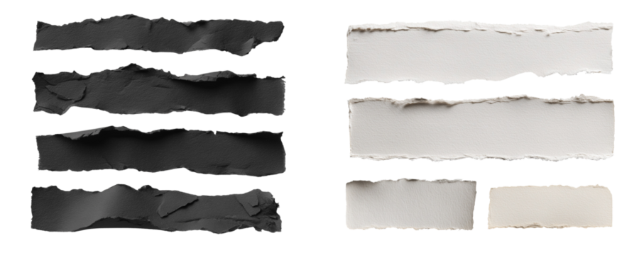 Torn paper pieces in two tones