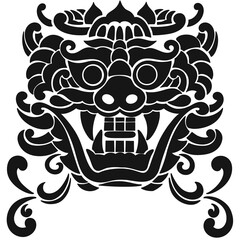 한국 전통 도깨비 문양 수묵화 일러스트 : Korean Traditional Goblin Pattern Ink Painting Illustration