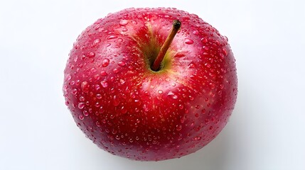 Fresh Red Apple Isolated on White Background from Top View for Healthy Food Concepts