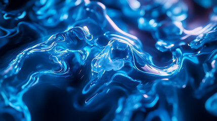 Futuristic Glass and Water Molecular Designs: A Conceptual Exploration of Advanced Skincare and Cosmetic Innovation, Blending Organic Patterns, Bioluminescence, and Minimalist 3D Aesthetics