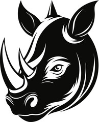 Rhinoceros head silhouette  vector black , white background 