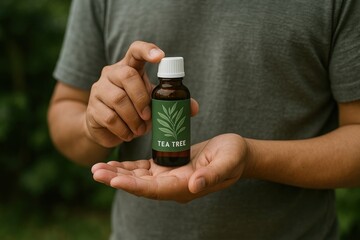 Naklejka premium Natural tea tree oil bottle