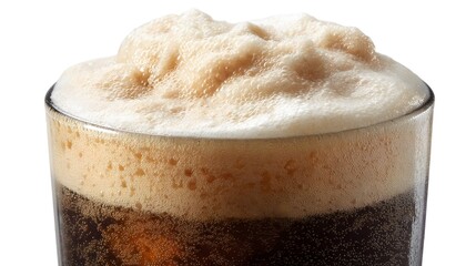 Refreshing Root Beer Float on White Background for Professional Use