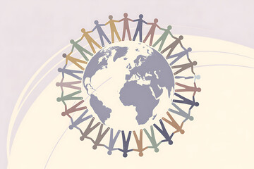 Diverse unity circles the globe, a symbol of global connection, collaboration, and harmony across cultures, perfect for international campaigns and messages