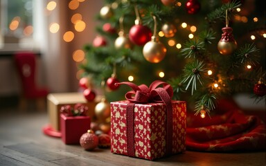 Christmas Tree with Decorations And Gift. High quality