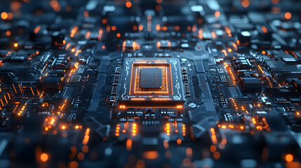 Obraz premium Illuminated Circuit Board Highlighting Technological Advancements