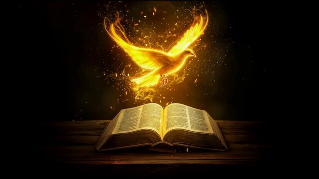 聖書から現れる聖霊の鳩