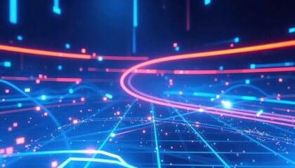 Dynamic abstract digital data flow, showcasing global network connectivity and technological innovation. Ideal for business, IT, and science concepts.
