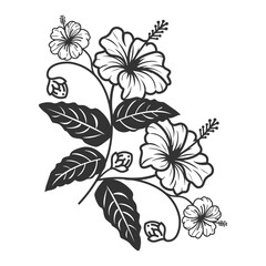 Minimalist Hibiscus Line Art - Simple Flower Vector Design

