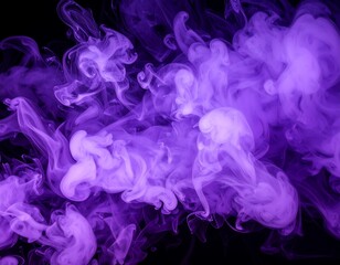 Fototapeta premium Abstract Purple Smoke Clouds on Black Background.