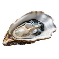 Naklejka premium Photo of a fresh raw oyster served in its shell, a gourmet seafood delicacy, isolated on transparent background, perfect for a luxurious meal