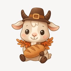 Cute goat with autumn theme