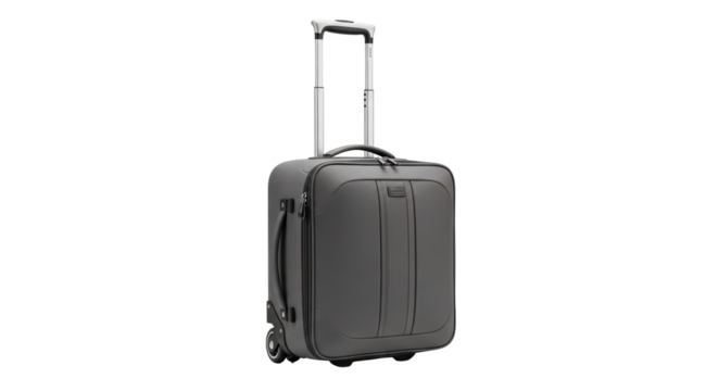 Isolated Gray Suitcase with Wheels