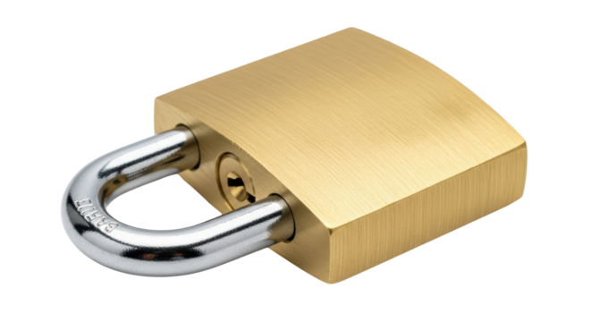Isolated Brass Padlock