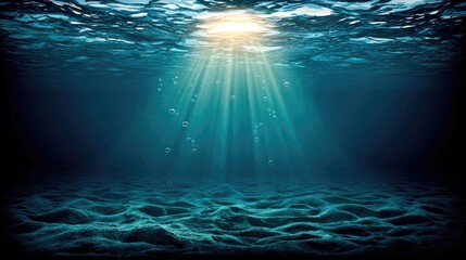 Sunbeams pierce dark underwater depths