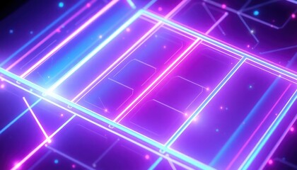 Vibrant neon lines form an abstract grid, symbolizing digital networks, data flow, and modern technology. Ideal for tech, business, or futuristic concepts.