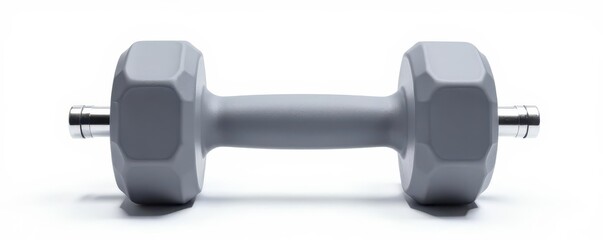 Gray dumbbell, perfectly isolated against white , equipment, strength, workout