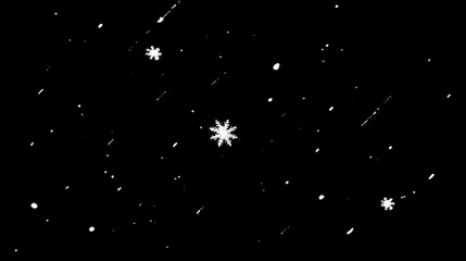 Simple, starry night with scattered snowflakes