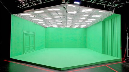 Empty green screen studio set