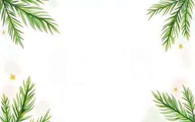 Watercolor Christmas  with fir branches and place for text. Illustration isolated on transparent background. High quality