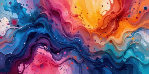  Abstract Watercolor Texture Colorful Splatters, Flowing Shapes, Perfect for Art Prints, Website Design, and Creative Projects.