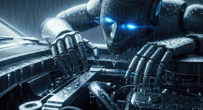 Robot auto mechanic engine repair technology and artificial intelligence