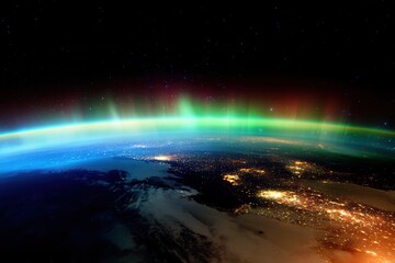 Fototapeta premium a gradient background with an earth view from space