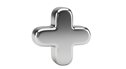 Isolated Silver Plus Sign
