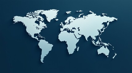 Obraz premium A clean, minimalist 3D rendering of the world map on a dark background