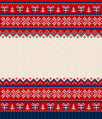 Cozy Knitted Christmas Border with Snowflakes and Gift