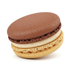 Colorful assortment of French macarons, or macaroons, stacked on a white background
