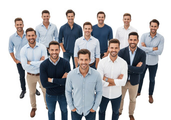 Fototapeta premium Group of smiling men isolated on transparent background
