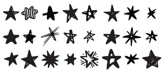 Set of abstract scribble doodles stars