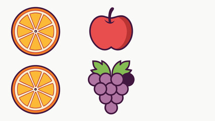 Assortment of Fruit Icons apple red apple