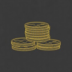 Stacked gold coins, financial wealth, graphic design.