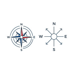 Navigational instruments showing cardinal directions and orientation for travel and exploration