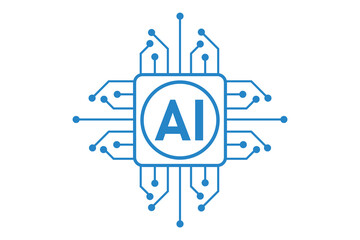 Artificial intelligence Outline AI icon. artificial intelligence icon with stoke, vector illustration.