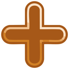 Fototapeta premium Decorative Brown Plus Sign Icon with Outline and Highlights