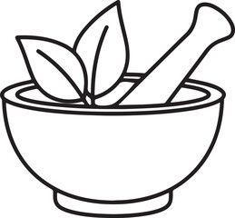 Simple Black and White Mortar and Pestle Illustration for Wellness